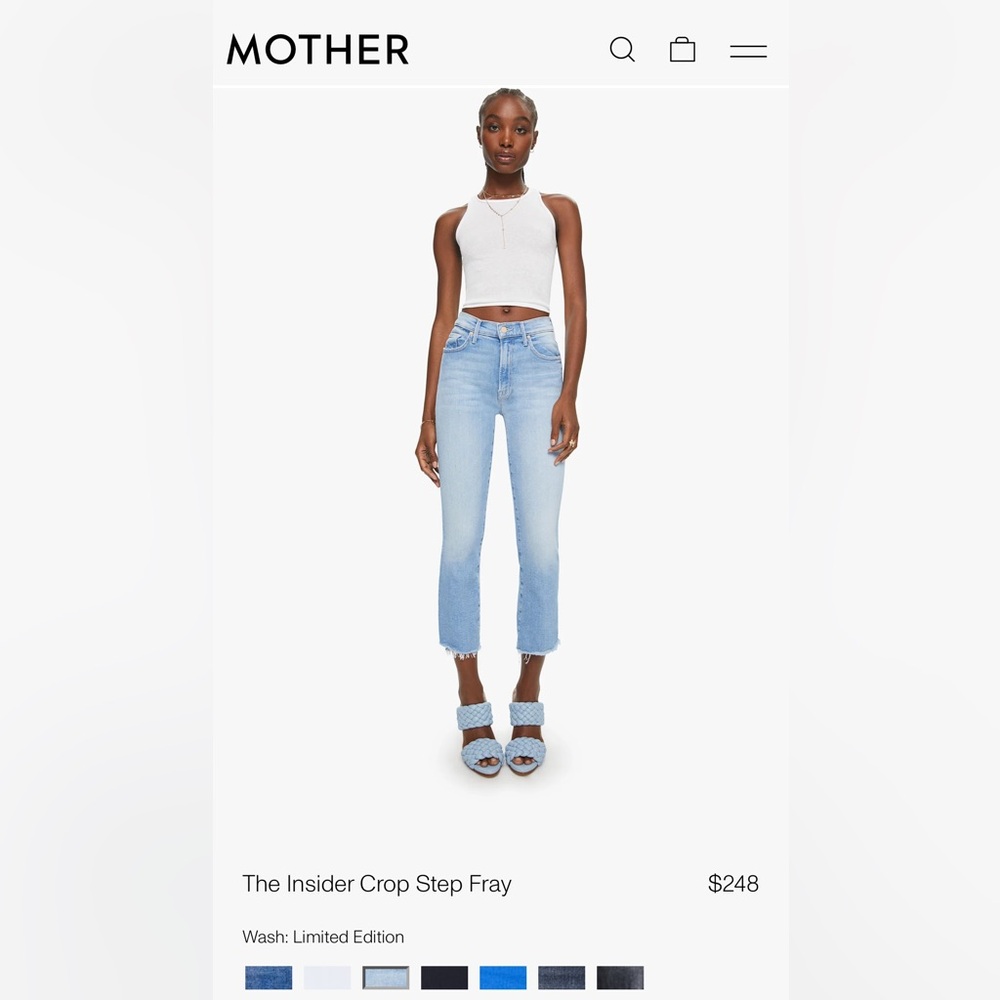 MOTHER Insider Crop Step Fray limited edition color ‘I Confess’, size 27